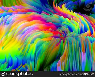 Geometry of Random. Dimensional Wave series. Composition of Swirling Color Texture. 3D Rendering of random turbulence in association with art, creativity and design