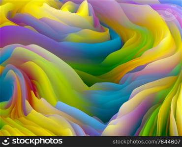 Geometry of Random. Dimensional Wave series. Creative arrangement of Swirling Color Texture. 3D Rendering of random turbulence in relevance to art, creativity and design