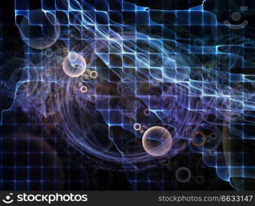 Geometry of Space series. Arrangement of conceptual grids, curves and fractal elements on the subject of physics, mathematics, technology, science and education