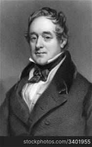 George Lyall (1779-1853) on engraving from 1837. Chairman of the Honourable East India Company in 1830. Engraved by H.Robinson after a painting by T.Phillips and published by G.Virtue.