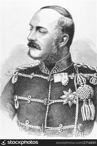 George V (1819-1878) on engraving from the 1800s.The last king of Hanover.