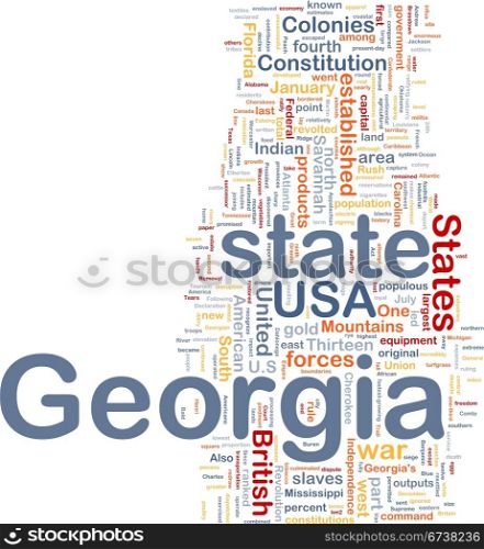 Georgia state background concept. Background concept wordcloud illustration of Georgia American state