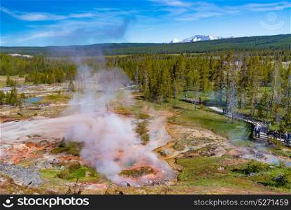 Geothermal Activity in Artists Paintpots, Yellowstone National Park, Wyoming