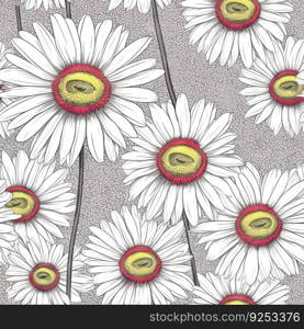 Gerbera flower seamless pattern. Floral seamless background. Generative AI.. Gerbera flower seamless pattern. Floral seamless background. Generative AI