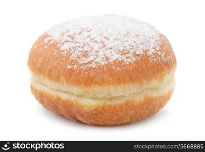 German doughnut berliner with icing sugar isolated on white