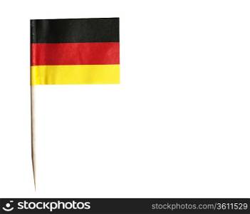 German flag in toothpick against white background