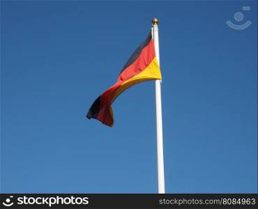 German Flag of Germany. The German national flag of Germany, Europe over the blue sky