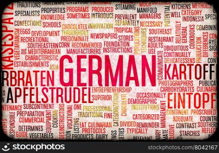 German Food and Cuisine Menu Background with Local Dishes. German Food Menu