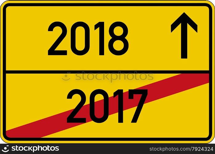 German road sign with the years 2017 and 2018