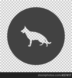 German shepherd icon. Subtract stencil design on tranparency grid. Vector illustration.