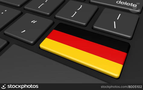 Germany digitalization and use of digital technologies with the German flag on a computer key.