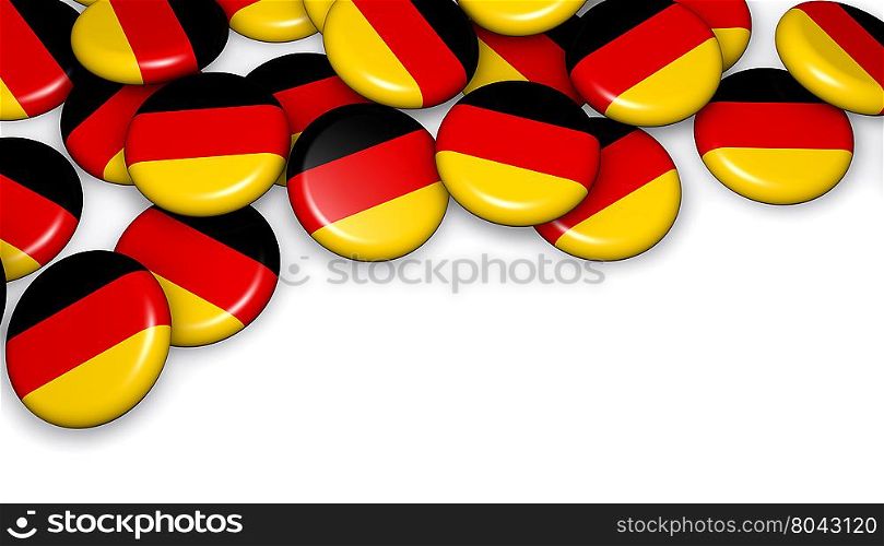Germany flag on badges background image for German national day events, holiday, memorial and celebration with copyspace.