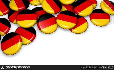 Germany flag on badges background image for German national day events, holiday, memorial and celebration with copyspace.