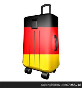 Germany flag over trolley suitcase, isolated over white, 3d render, square image