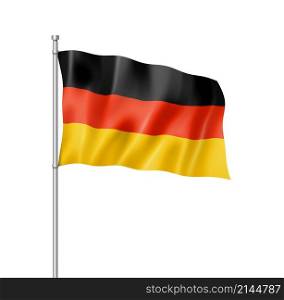 Germany flag, three dimensional render, isolated on white. German flag isolated on white