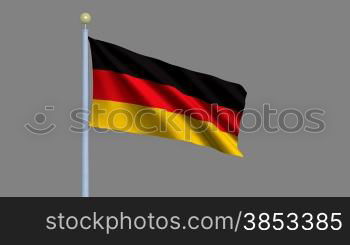 Germany Flag waving in the wind - highly detailed flag including alpha matte for easy isolation - Hochdetailierte Deutschlandfahne im Wind inklusive Alpha Matte