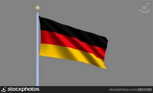 Germany Flag waving in the wind - highly detailed flag including alpha matte for easy isolation - Hochdetailierte Deutschlandfahne im Wind inklusive Alpha Matte