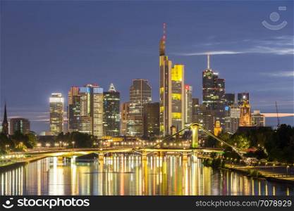 Germany Frankfurt am Main skyline sunset night