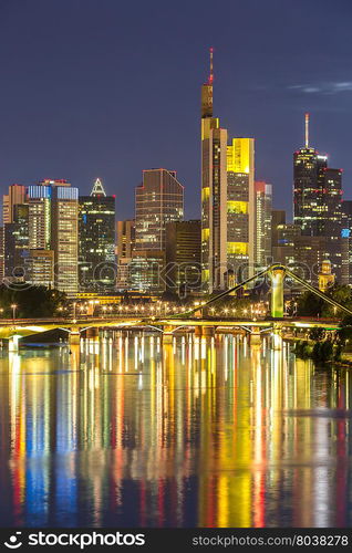 Germany Frankfurt am Main skyline sunset night