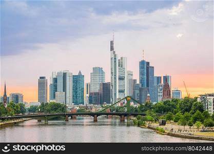 Germany Frankfurt am Main skyline sunset night