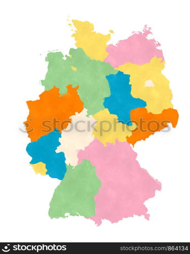 Germany map in watercolors over white background