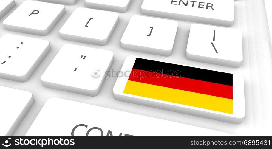 Germany Racing to the Future with Man Holding Flag. Germany Racing to the Future