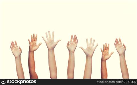 gesture and body parts concept - human hands waving hands. human hands waving hands