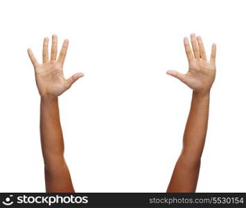 gesture and body parts concept - two woman hands waving hands