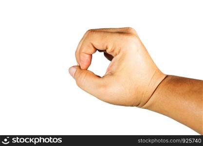 Gesture of hand hold for look though the hole.Clipping path inside.