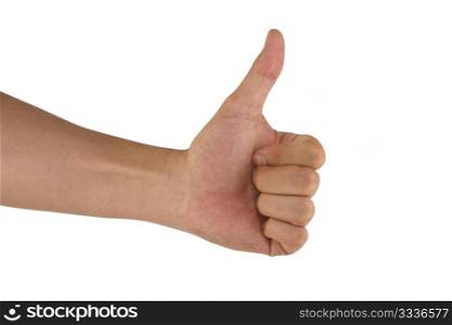 gesturing man hand OK isolated on white
