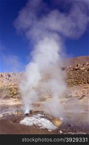 Geyser at the El Tatio Geyser Field at 4500m (14764ft) in the Atacama Desert in northern Chile