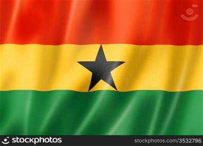 Ghana flag, three dimensional render, satin texture. Ghanaian Flag flag