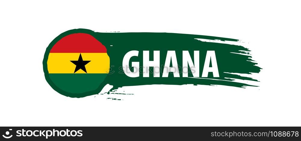 Ghana national flag, vector illustration on a white background. Ghana flag, vector illustration on a white background