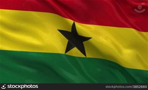 Ghana Nationalflagge im Wind. Endlosschleife.