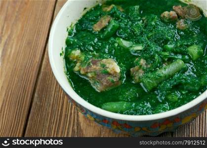 Ghormeh sabzi - herb stew. It is a popular dish in Iran, and Azerbaijan and is often said to be the Iranian national dish.