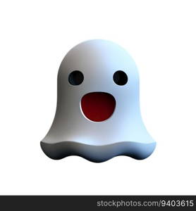 Ghost cartoon for halloween Flying white ghost plastic cartoon low poly 3d icon on white background