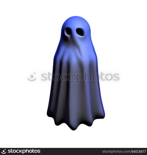 Ghost cartoon for halloween Flying white ghost plastic cartoon low poly 3d icon on white background