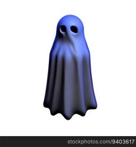 Ghost cartoon for halloween Flying white ghost plastic cartoon low poly 3d icon on white background