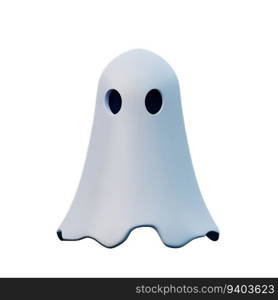 Ghost cartoon for halloween Flying white ghost plastic cartoon low poly 3d icon on white background