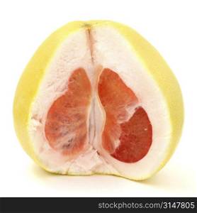Giant citrus fruit is native to Malaysia similar to a pink grapefruit or ugli fruit.
