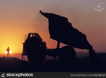 Giant Dump Truck at Sunset
