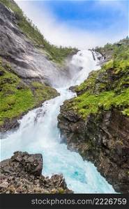 Giant Kjosfossen waterfall by the Flam to Myrdal Railway Line, Norway