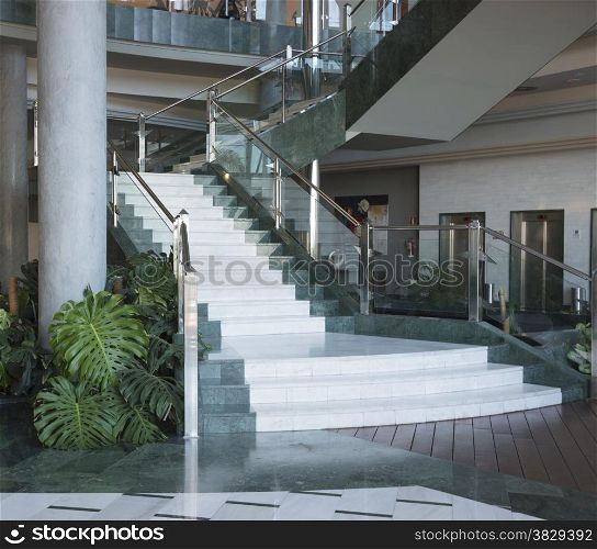 giant marble stairs in luxury building
