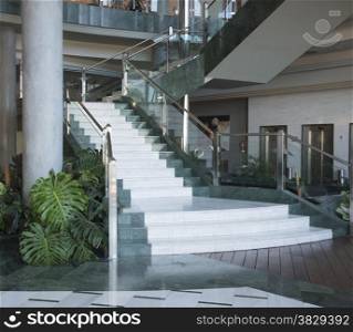 giant marble stairs in luxury building