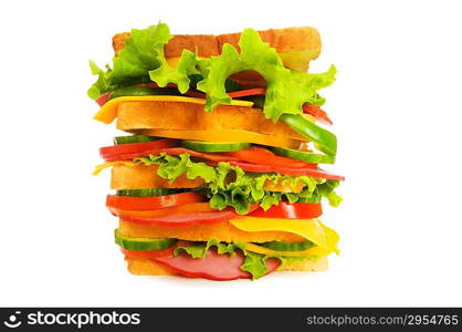 Giant sandwich isolated on the white background