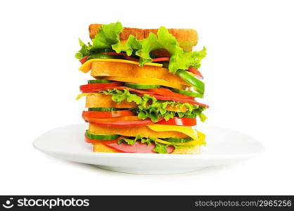 Giant sandwich isolated on the white background