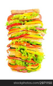 Giant sandwich isolated on the white background