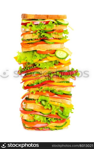 Giant sandwich isolated on the white background