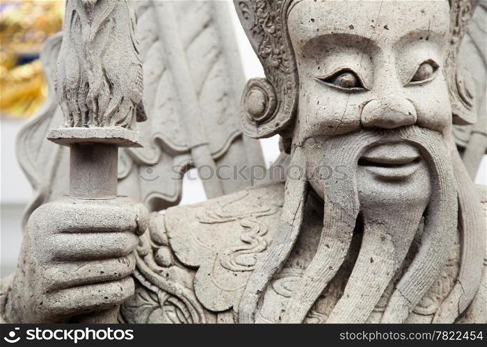Giant stucco statues of Chinese art. The art of traditional Thai design.