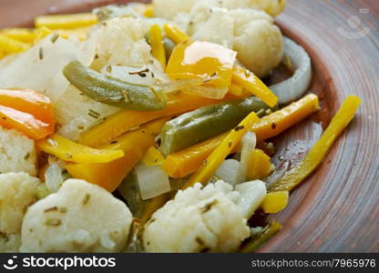 Giardiniera - vrelish of pickled vegetables in vinegar